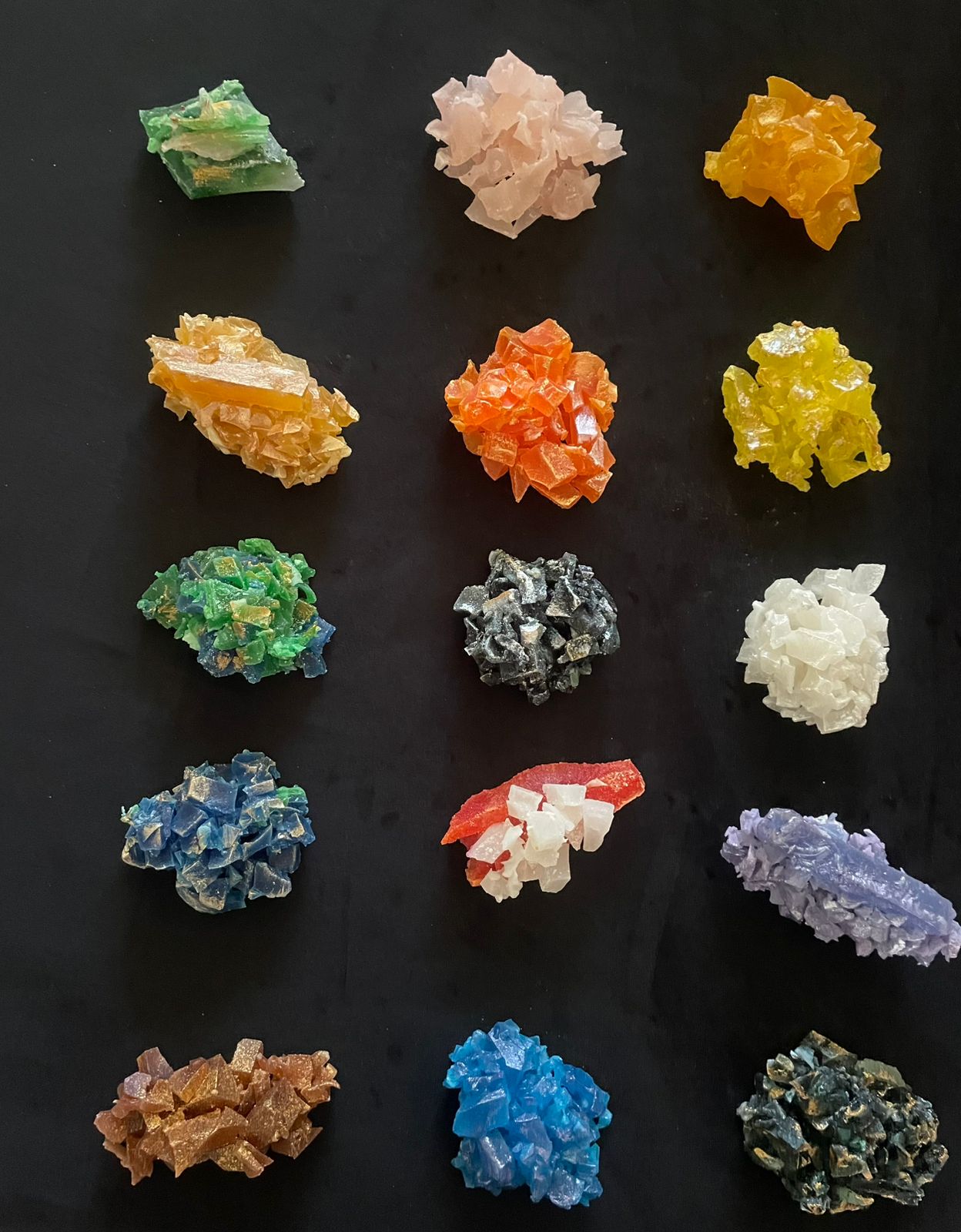 Macro view of Bella Gems crystal candy, jewel-like colours and facets